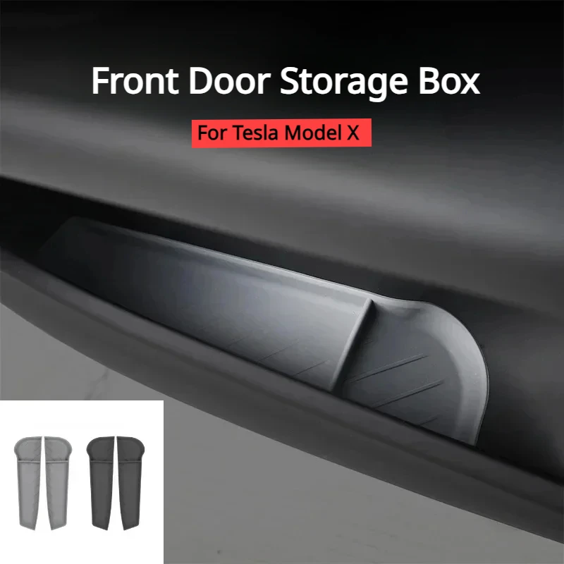 

Front Door Storage Box for Tesla Model X Car Door Handle Umbrella Tray Organizer Waterproof Silicone Pad Car Accessories 2023