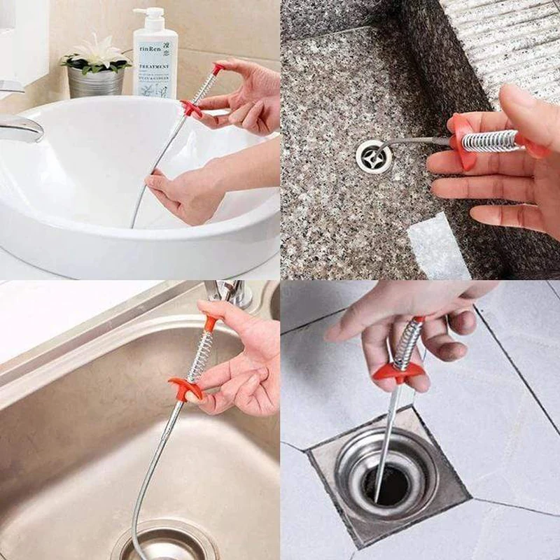 Ferramenta de dragagem multifuncional Spring Pipe Drain Snake Cleaner Sticks, removedor de entupimentos, limpeza doméstica para cozinha, 60 90 160