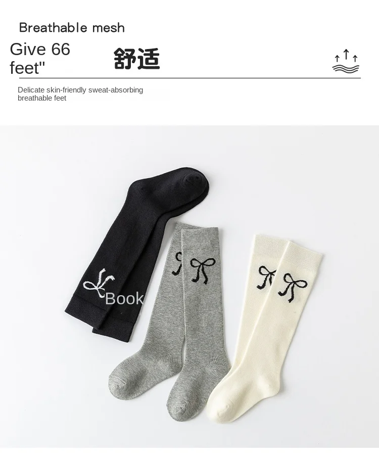 3Pairs Teenager Mädchen Mid-kalb Schule Socken Bogen Koreanischen Stil Frühling Kinder Kniehohe Slouch Socken Mode Kinder stapelbare Strumpfhosen – Detail 5