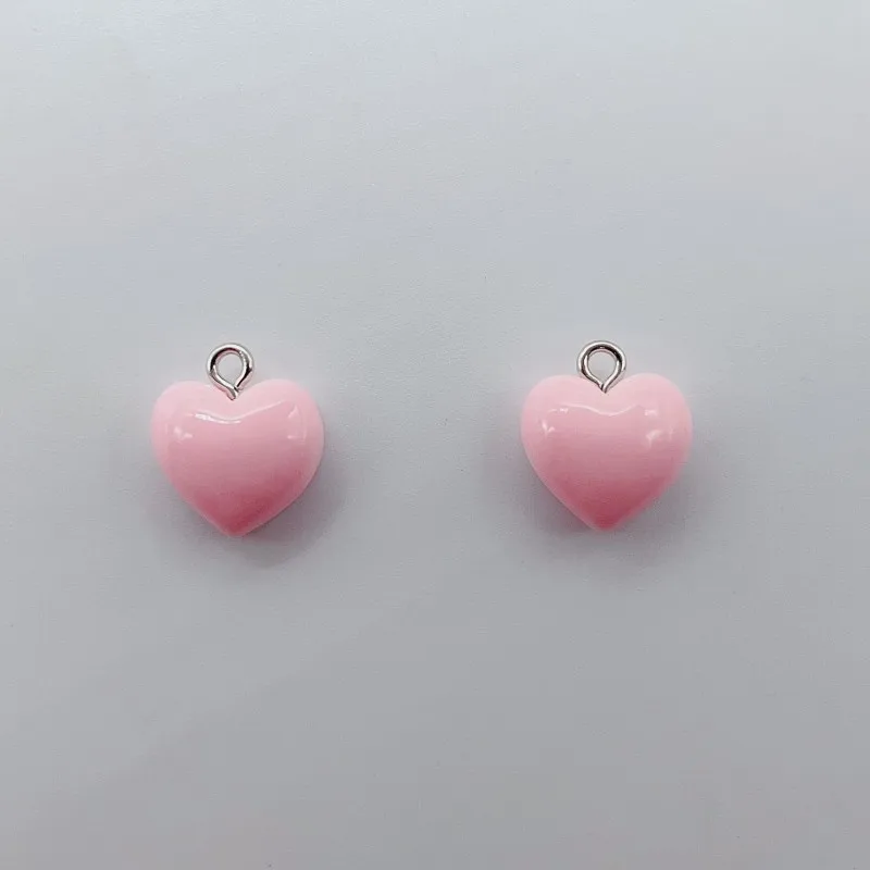 15Pcs Cartoon Colorful Love Hearts Resin Charms Kawaii Resin Cute Flatback Pendant Charm Diy Hairpin Keychain Jewelry Making