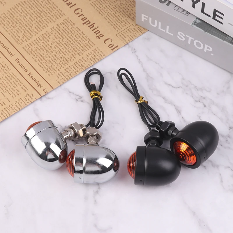 2Pcs Retro Motorcycle Turn Signals Motorcycle Accessories Universal 12V Single Wire Turn Signals Lights For Cafe Racer