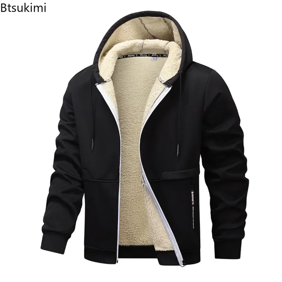 

2024 Men's Autumn Winter Outdoor Windbreak Fleece Warm Jacket Hooded Comfortable Loose Zipper Casual Fashion Jacket Coat Male