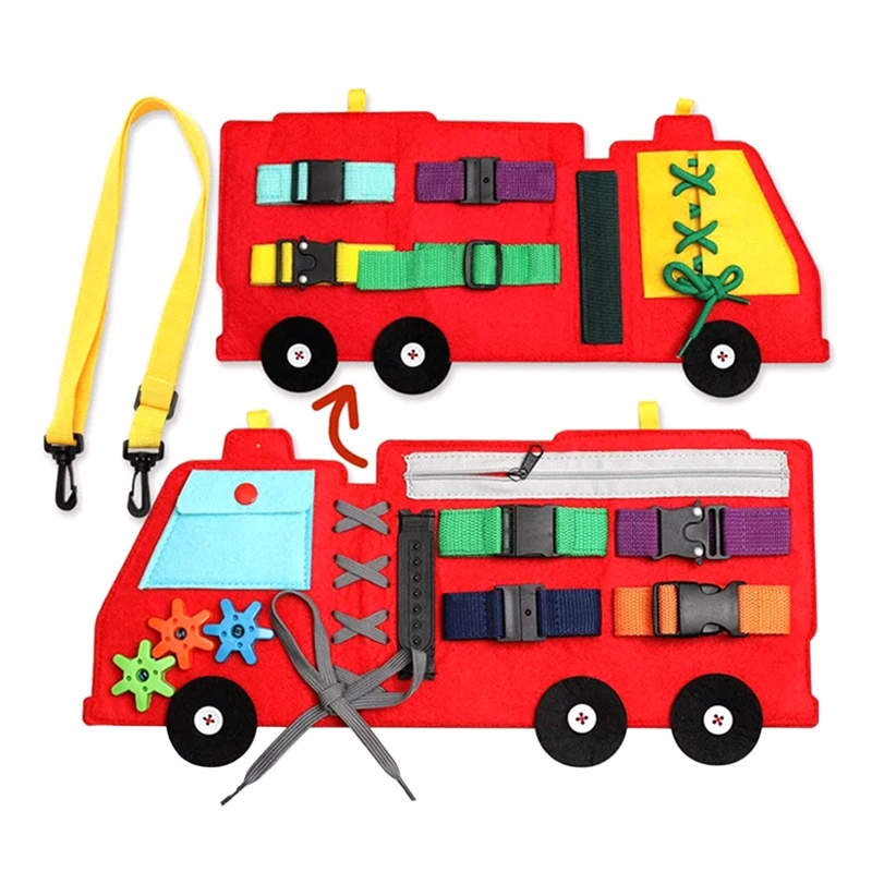 Fire Truck Busy Board Toys Activity Board Educational Learning Toys Kids Sensory Basic Skills Practice Toys