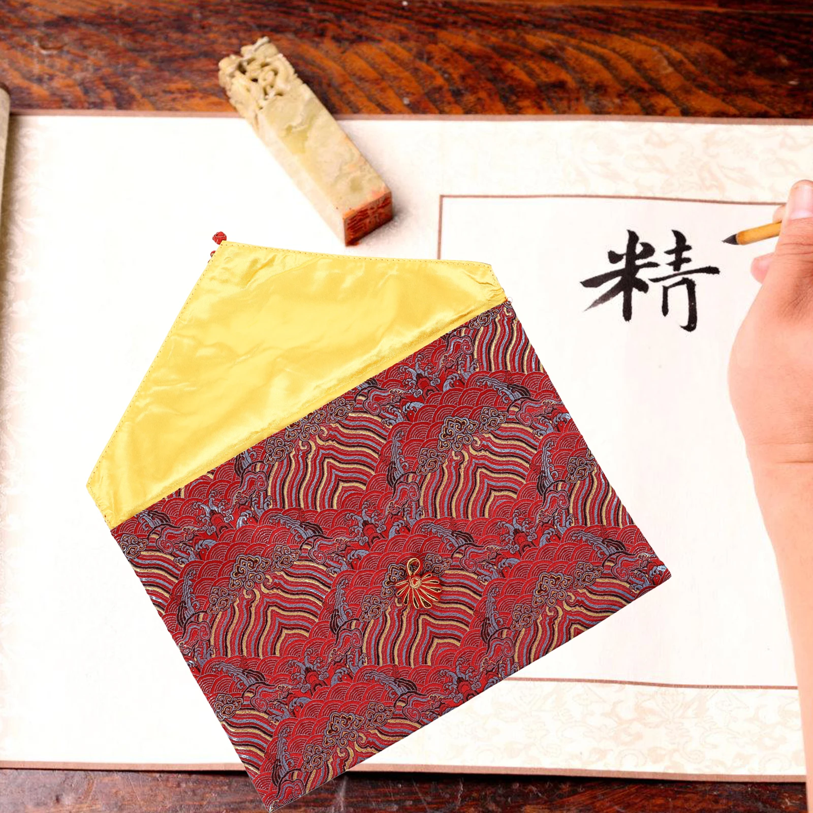 Scripture Storage Bag Cloth Pouch Books Organizer Safe Smooth Surface Compact Size Travel Office Use Chinese Pattern