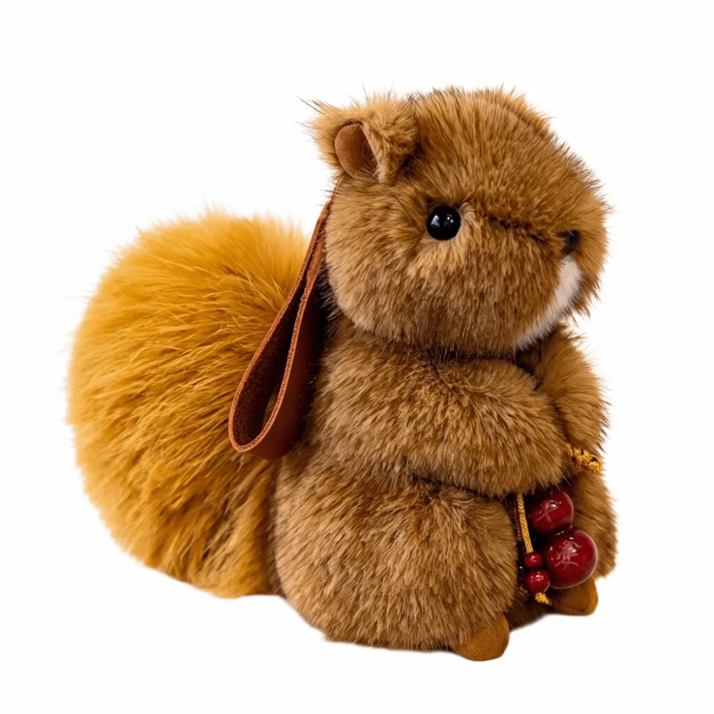 Plump Bunny Squirrel Bunny Keychain Soft Fluffy Pompon Bunny Keychain Mini Furry Bunny Bag Pendant Bag Accessory