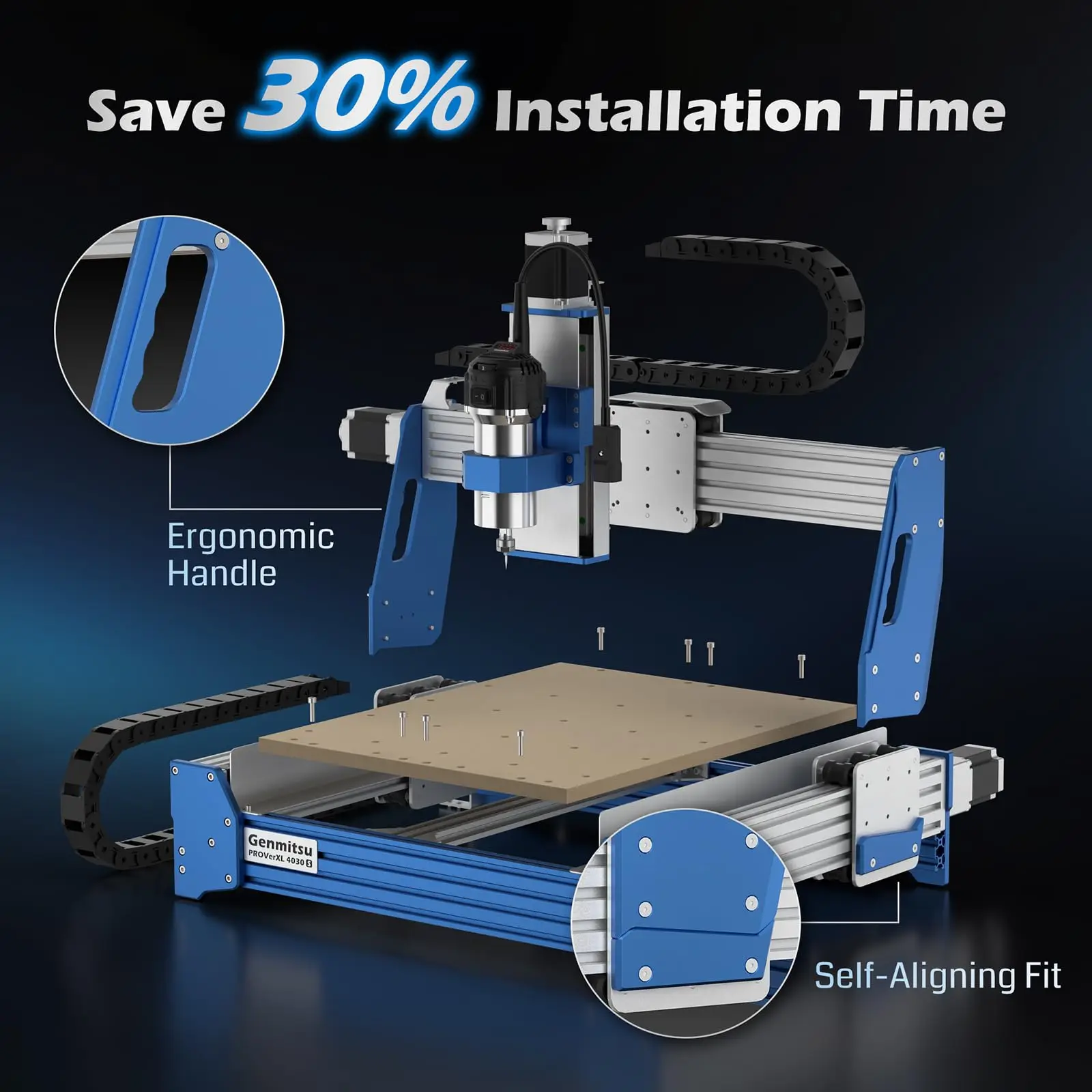 Genmitsu PROVerXL 4030S CNC Router Machine 710W Spindle 3-Axis Desktop Metal Wood Milling Machine Linear Rail Wireless APP Contr - view 6