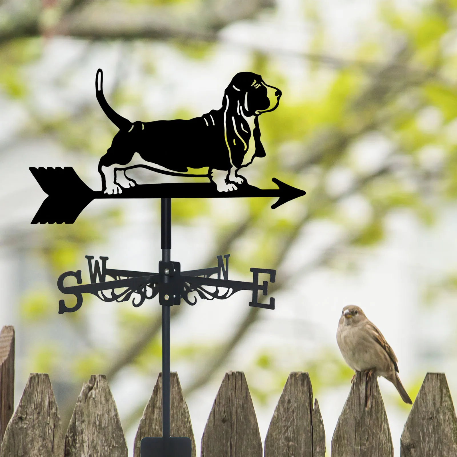 Basset Hound Weathervane Silhouette Art Black Metal Pet Dog Wind Vanes Outdoors Decorations Garden For Roof Yard Building