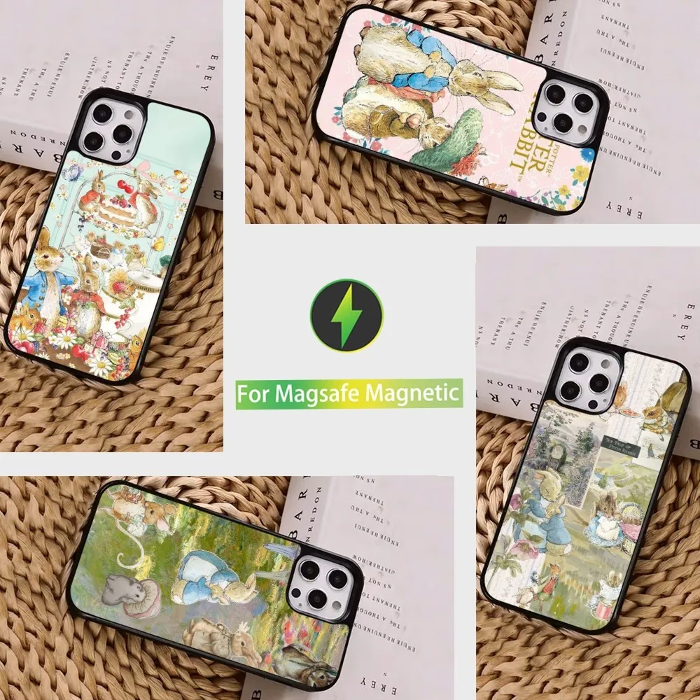 Cute P-Peter R-Rabbit Phone Case  For iPhone 16,15,14,13,12,11,Pro,Max,Plus,Mini, Magsafe,Magnetic Wireless Charging Case