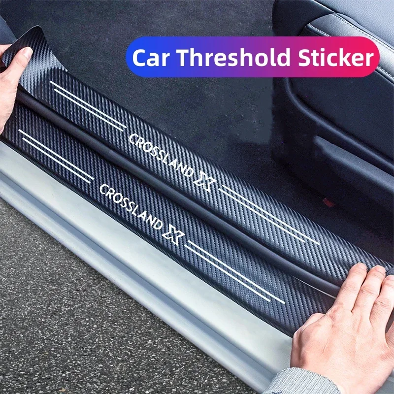 Car Door Threshold Tape Sill Protective Sticker Decal for Opel Crossland X Logo Rear Trunk Bumper Scratch Guard Trim Accessories