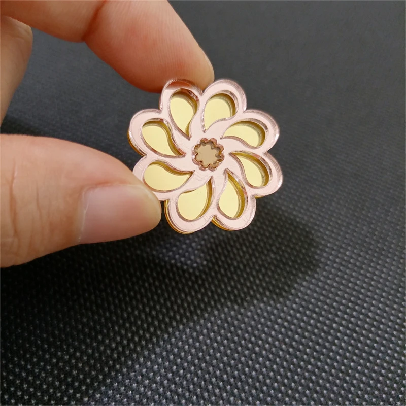 KUGUYS Mirror Stud Earrings for Women Acrylic Champagne Flower Novelty Cute Jewelry Fashion Accessories