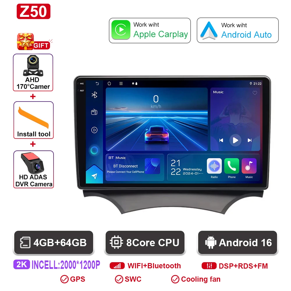 Android autoradio voor Ford Ka K2 2008 2009 2010 2011 - 2014 Carplay Android Auto radio multimediaspeler GPS navigatie DSP SWC