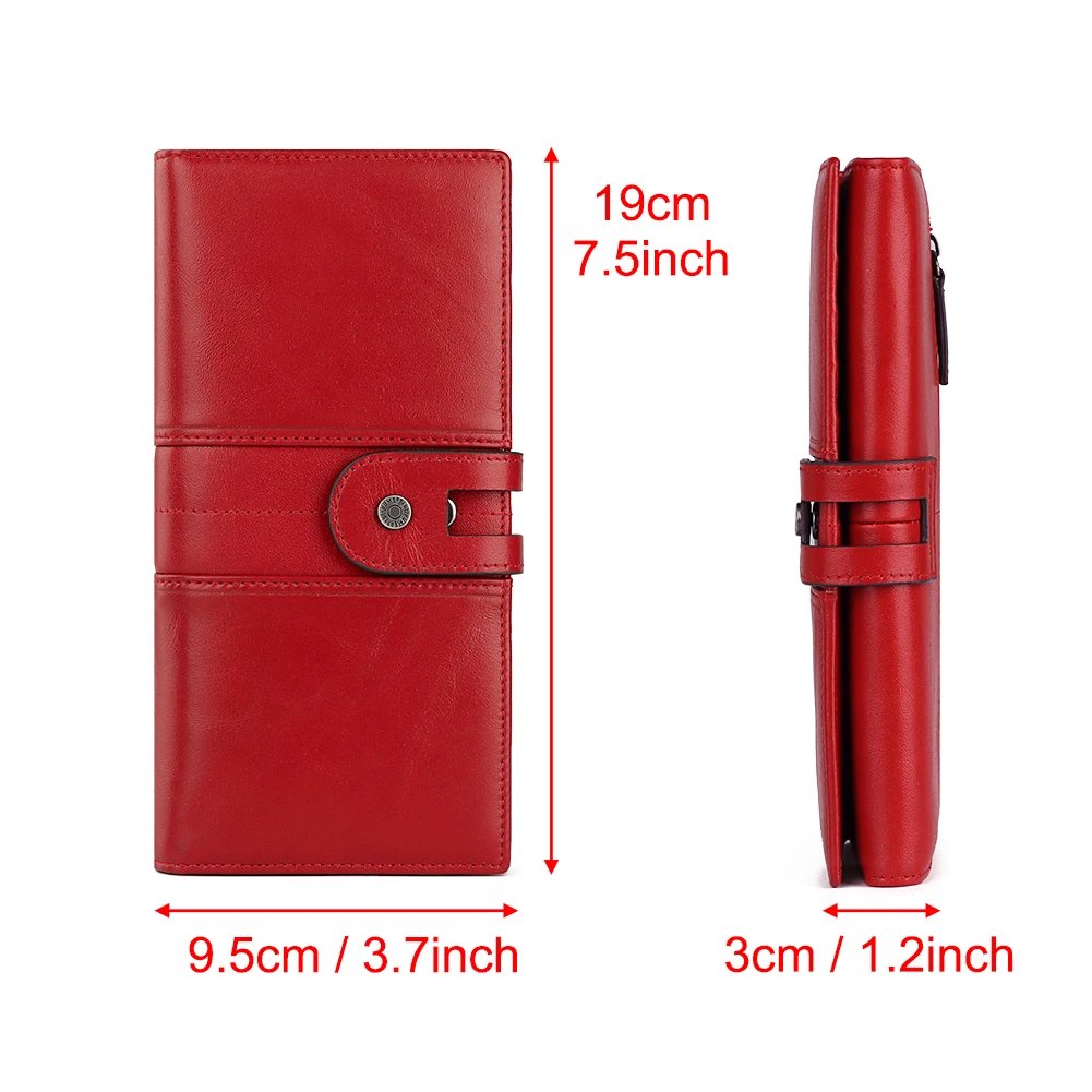 Genuine Leather Women's Wallet Fashion Coin Purse For Ladies RFID Long Clutch Wallets With Cell Phone Bags & Card Holder