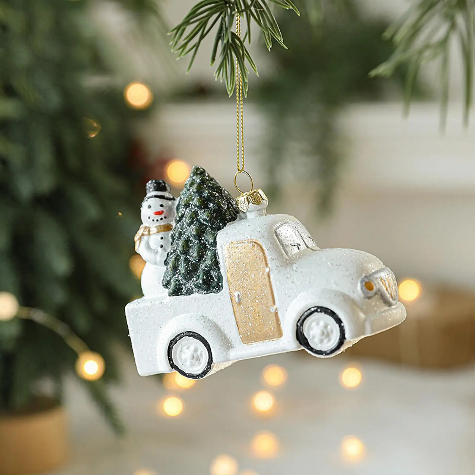 クリスマスツリー,車と雪だるまのペンダント,クリスマスギフト,パーティーの記念品,ダイニングルームとリビングルームの装飾品のためのかわいいハンギングオーナメント