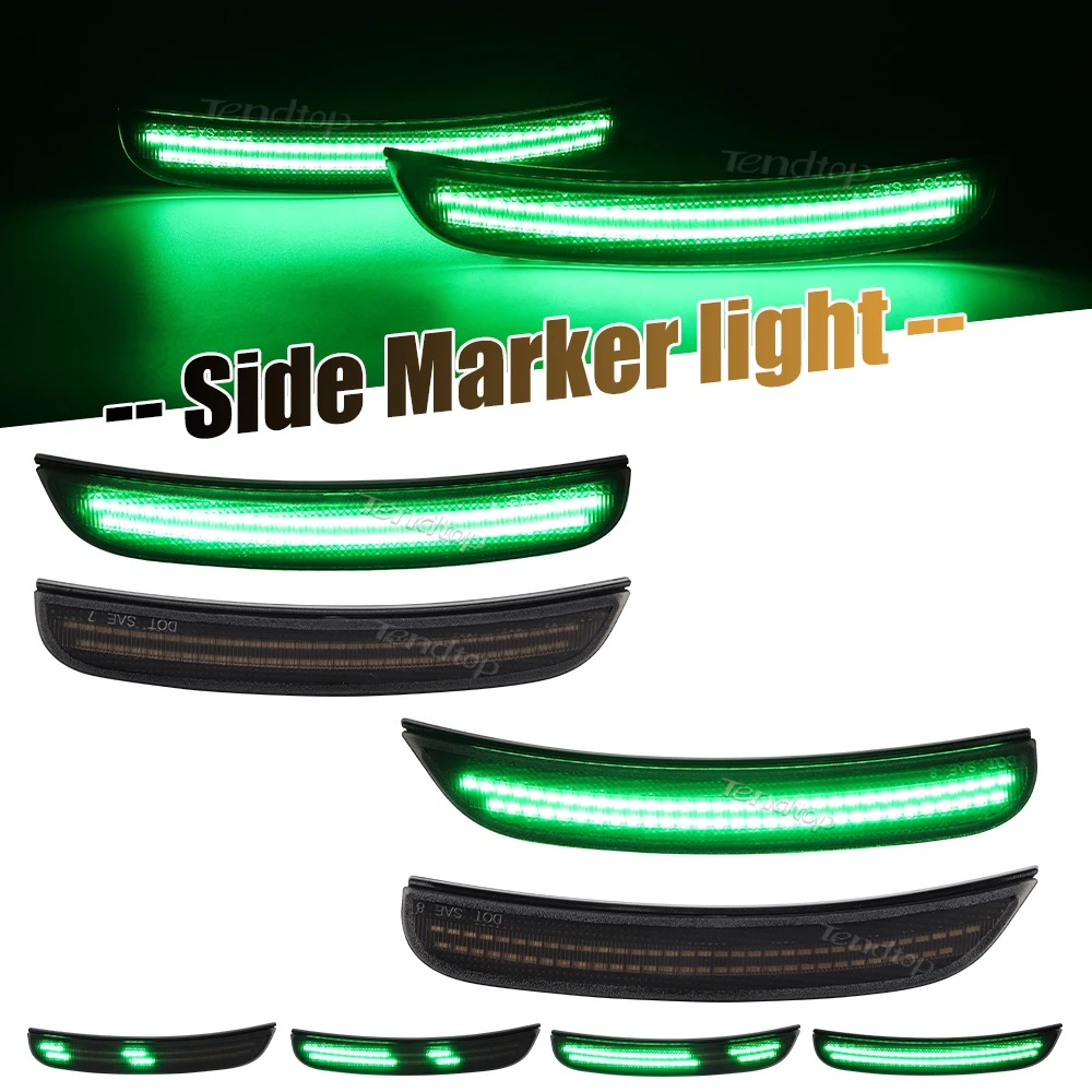 Front/Rear LED Side Marker Fender Lights Amber & Red Green White Signal Lamps Side Indicator Light   for Dodge Charger 2015-2023