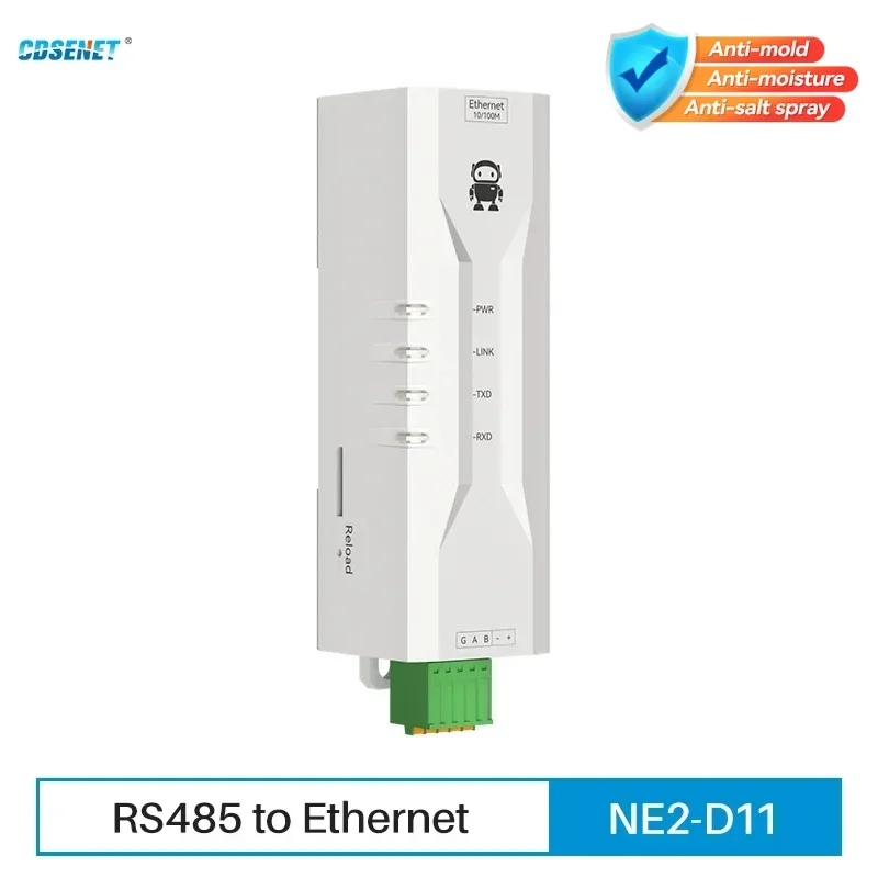 RS485 do Ethernet serwer portu szeregowego CDSENET NE2-D11 DC 8-28V TCP/UDP Modbus MQTT HTTP DNS DIN instalacja kolejowa FOTA zdalna