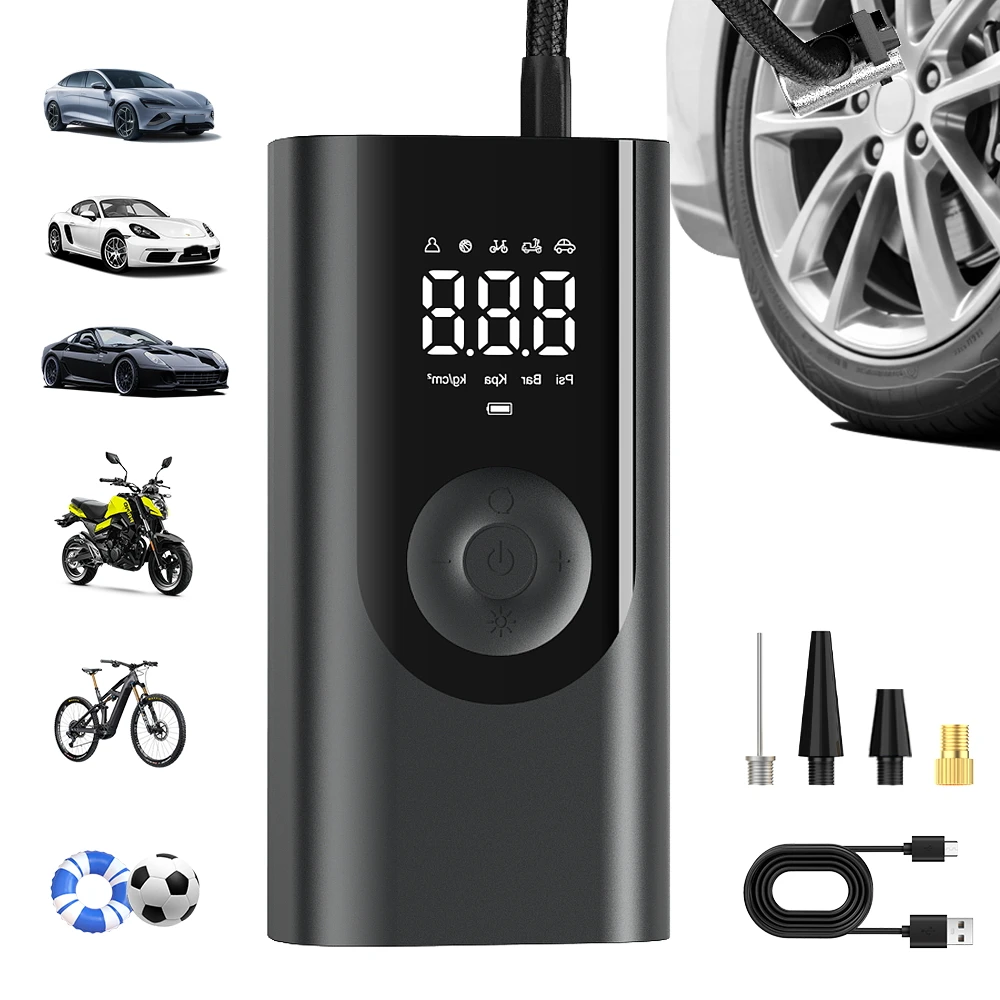 

YIJU перезаряжаемый автомобильный воздушный насос для накачивания шин портативный компрессор цифровой беспроводной автомобильный насос для накачивания шин для мотоцикла велосипедные шарики