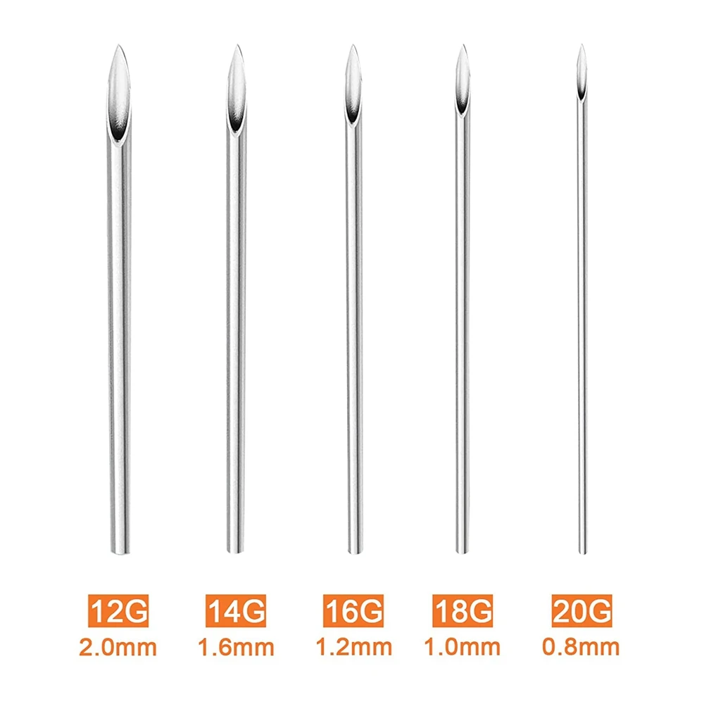 Disposable Piercing Needles 12-20G Sterile Body Piercing Needle Medical Tattoo Needle for Navel Nipple Lip Ring Piercing Tools