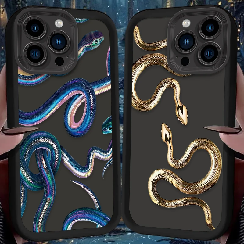 Unique Snake Pattern Phone Case For iPhone 16 14 15 13 12 11 Pro Max X XS X S Max XR SE 2020 7 8 Plus iphone16 Soft Back Cover