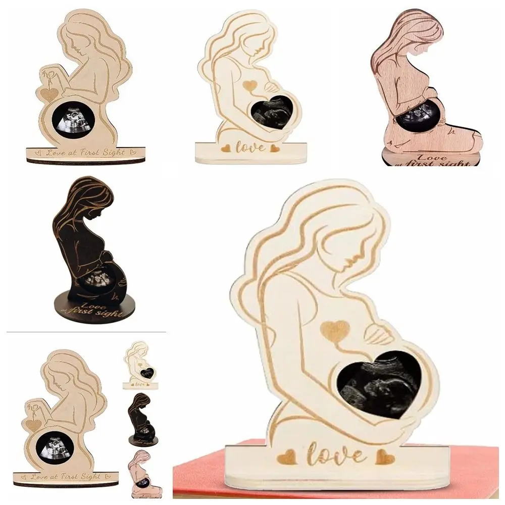 Stand Sign Ornament Handicraft Ultrasound Photo Frame DIY Handmade Baby Ultrasonic Stand Sign Wooden Baby Ultrasound Family