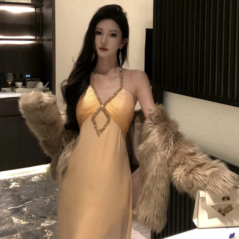 

Изысканное вечернее платье для женщин с бриллиантовой отделкой, длинное, с вырезами, в стиле Pure Desire