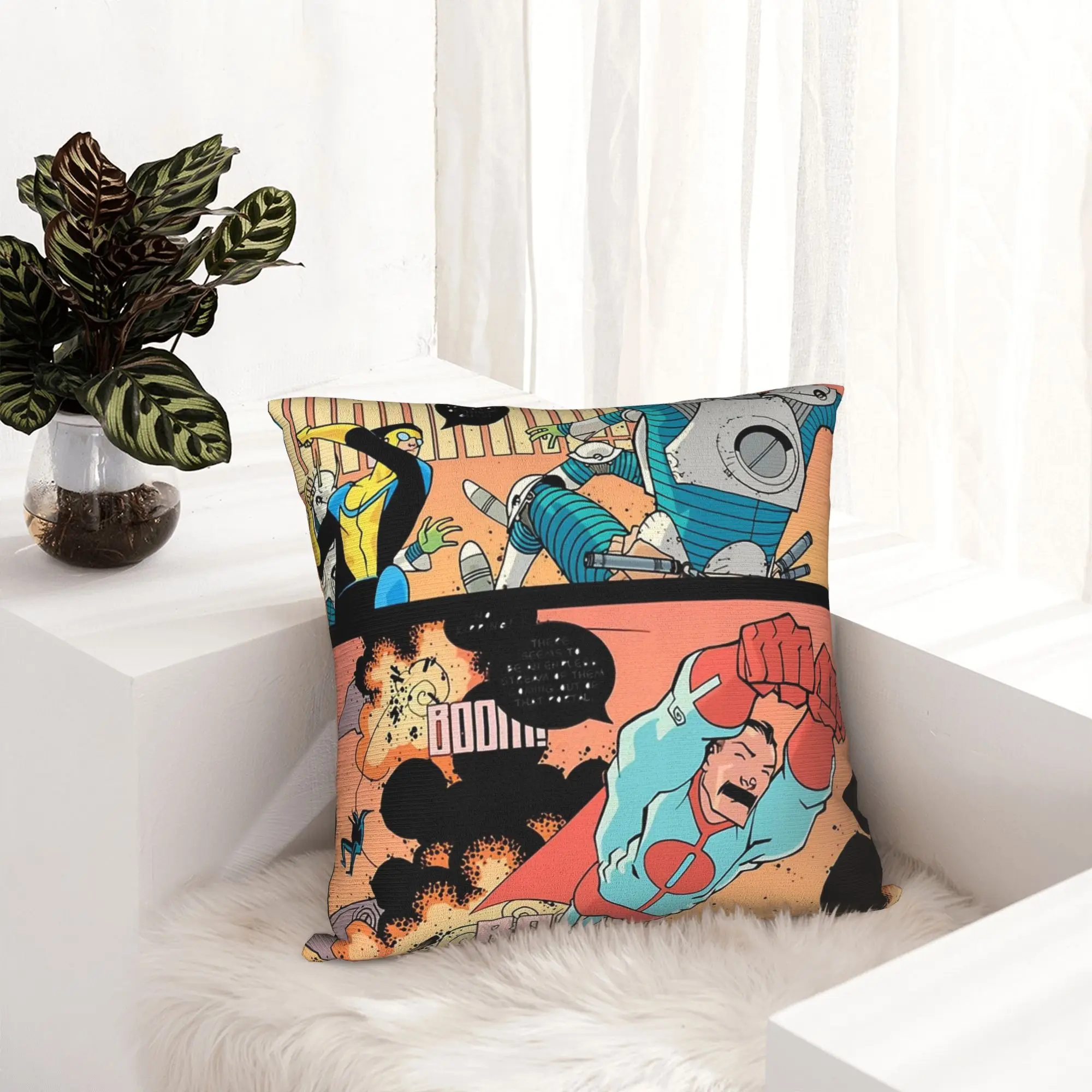 Invincible Anime Omni Man Pillowcase Printing Fabric Cushion Cover Decorations  Pillow Case Cover Sofa Square 40X40cm