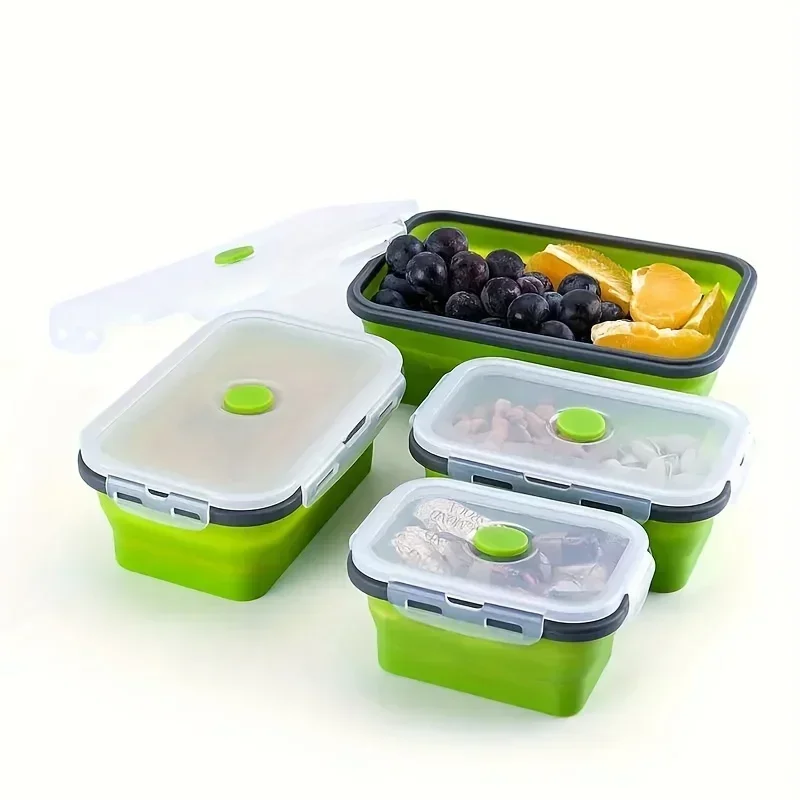 Collapsible Silicone Food Storage  Free Microwave Safe for RV Travels - Eco-Friendly Kitchen Organizer