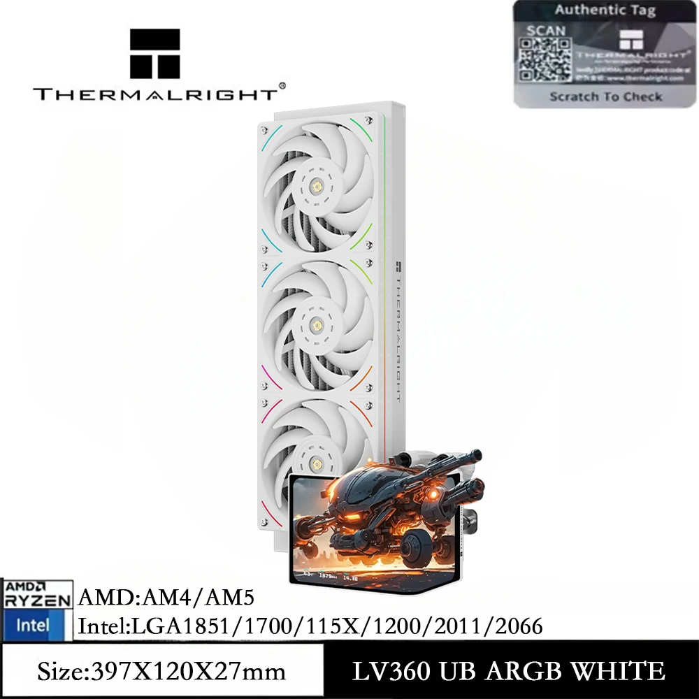 

Thermalright Levita Vision 360 UB ARGB 360mm AIO Liquid CPU Cooler, With 6.67 Inches Curved Screen/DIY Theme for LGA1851/AM5/AM4