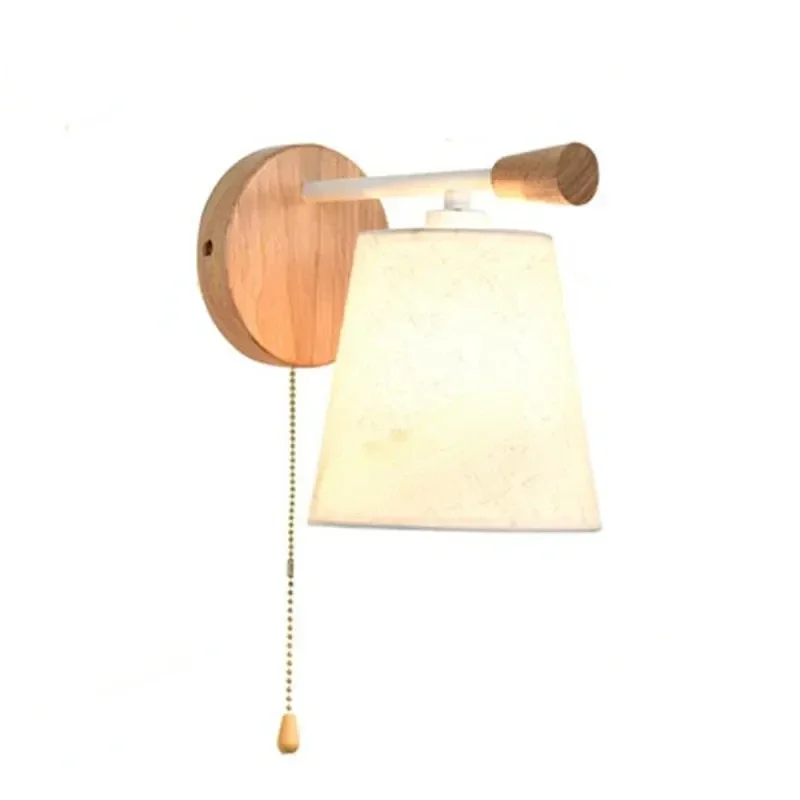 New Wood Clothing Wall Light Fixture with Pull Sconce  Switch Bedside Wall Lamp for Bedroom Dining Room Decoration Drop Shipping