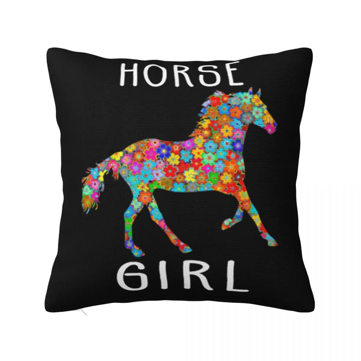 Horse Girl Riding Flower Horses Mouth Cap Gift Basic Male 3D Top Pattern Vintage 2021 Latest Pillow Case