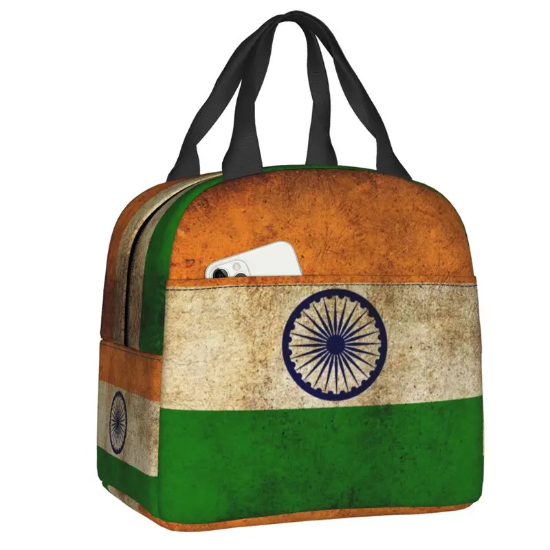 Flag Of Indias Portable Lunch Boxes for Women Waterproof Indias Patriotic Thermal Cooler Food Insulated Lunch Bag Office Work