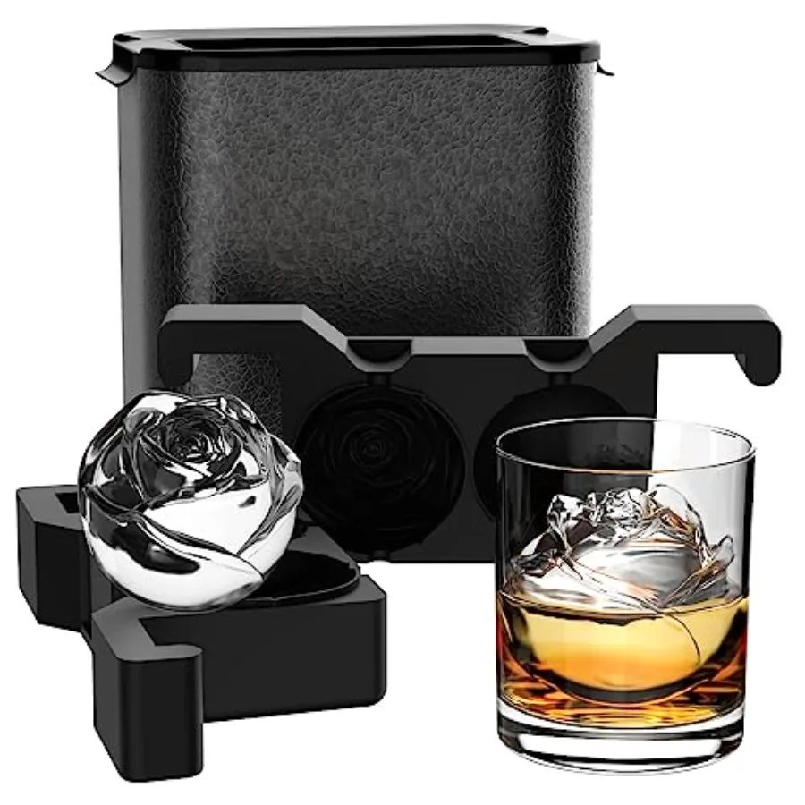 

Clear Cube Maker:.5 Inch Crystal Clear Cube Tray - 3D Large Maker - Flower Shape Cubes for Whiskey Cocktails Bourbon