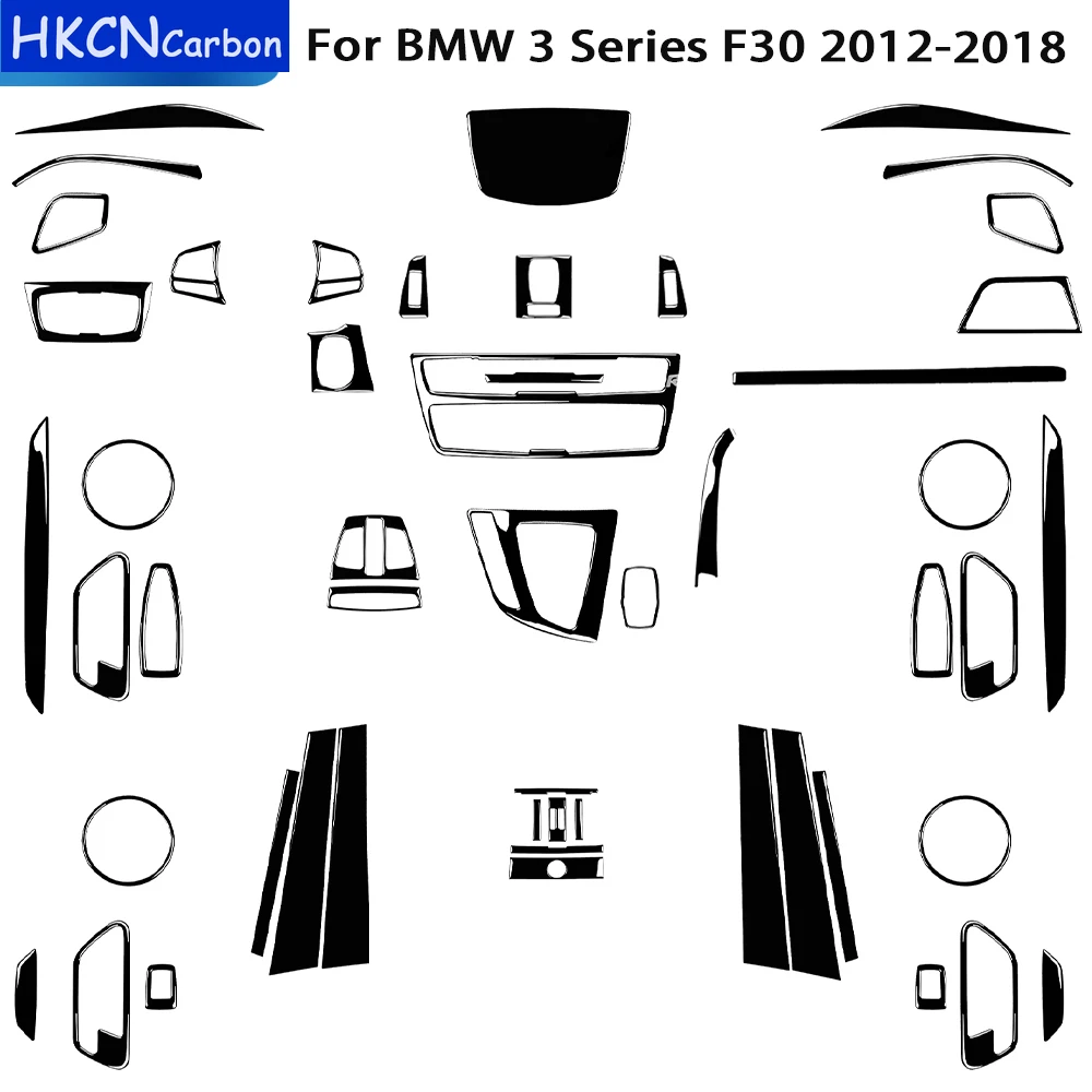 

For BMW 3 Series F30 F34 2013 2014 2015 2016 Full Set Kit Parts Tuning Trim Cover Piano Black Sticker Car Interior Accessories