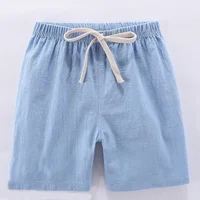 2-10Y Children's Shorts For Boys Girls Cotton Linen Summer Thin Breathable Elastic Waist Beach Sport Short Pants Loose Kids Pant 4