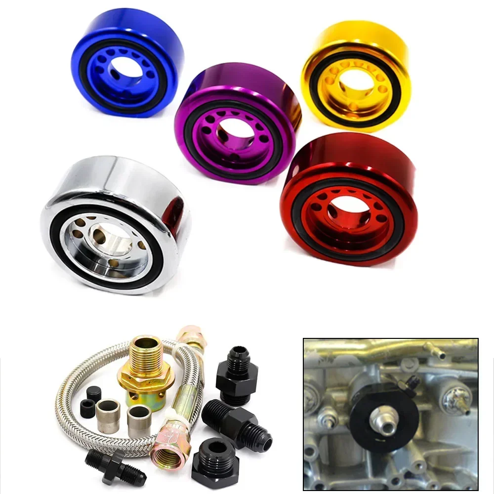 For Honda Civic 1988‑1991 B20 Vtec Engine Oil Filter Cooler Sandwich Plate Adapter Fuel Line Hose Performance Auto Parts view 4