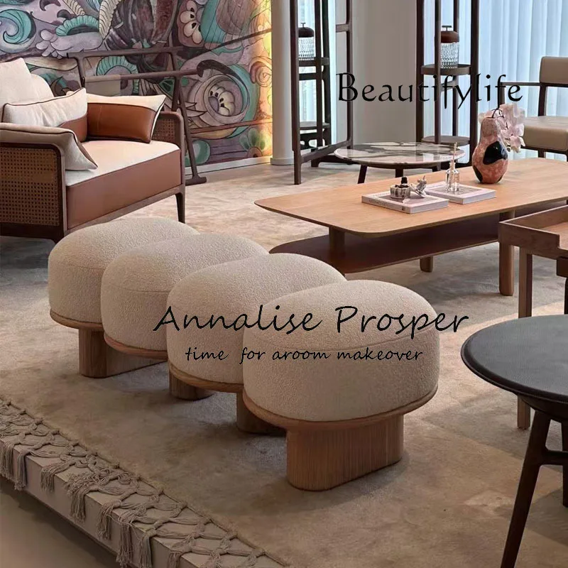 Y 모던 우드 풋 스툴 크림 인테리어 귀여운 창의적 디자인 메이크업 스텝 스툴 플로어 테이블 포스트모던 가구