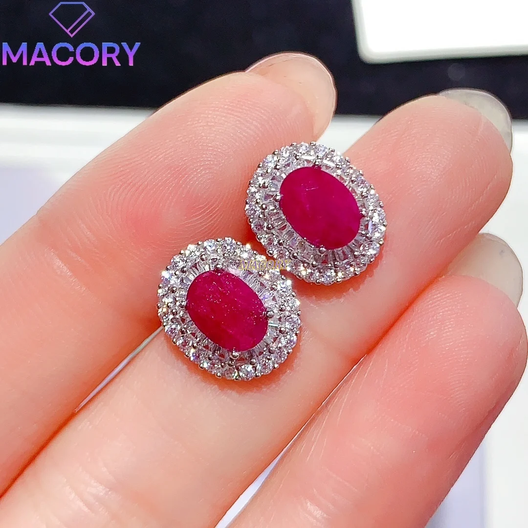 

Женские серьги-гвоздики из стерлингового серебра 925 пробы с рубином, классические, стильные, привлекательные, подходят для различных случаев.