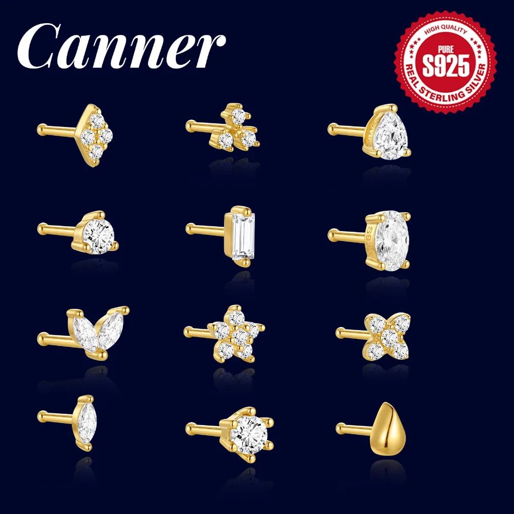 Canner 925 Sterling Silver 16G Minimal Tiny Piercing Stud Mult‑use for Ear & Nose 5/6/8MM Cartilage Nostril Body Jewelry