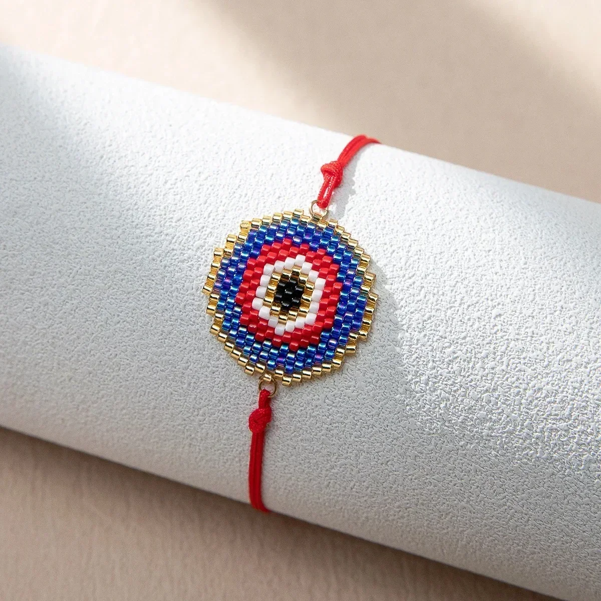 

2025 Handmade Beaded Bracelet Originality Round Table Bohemia Devil's Eye Hand Knitting Adjustable Female Bead Bracelet