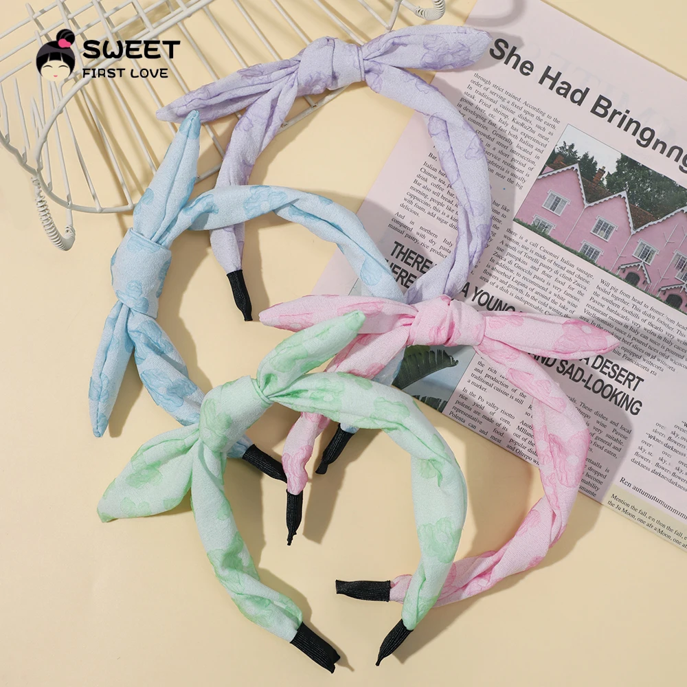 Baby Girls Cute Candy Colorful Print Bowknot Ornament Headbands Children Lovely Princess Hair Hoops Kids Sweet Hair Accessories