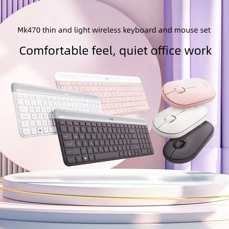 Logitech MK470 Wireless Keyboard And Mouse Combo 2.4G USB  Full Size Keyboard With Number Keypad Quiet Office Set For PC Laptop