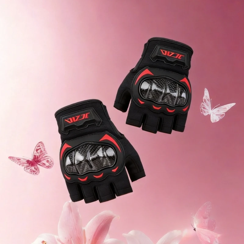 

JCAA Summer Half Finger Breathable Hard Shell Motorcycle Gloves Wear-Resistant Moto Bike Riding Protective Gear Gloves
