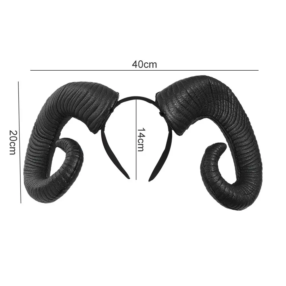 Pu Halloween Demon Horns Headband Headpiece Cosplay Headband Devil Ox Horn Hairband Stage Performance Props Headwear Lady