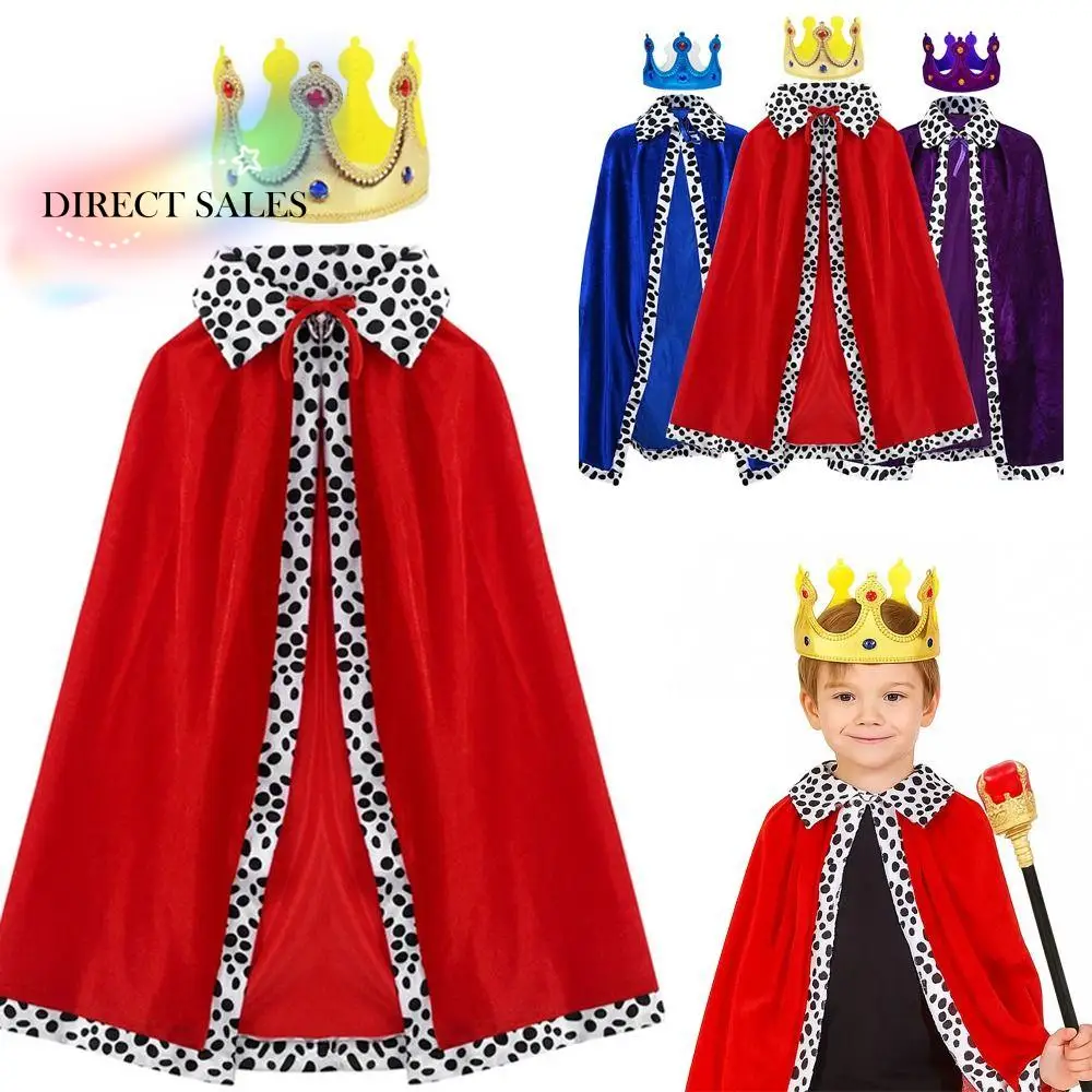 

80/90/130/150 см плащ короля на Хэллоуин, красный бархат, вечерние карнавальный костюм для взрослых и детей, халат принца, шаль, платье для косплея