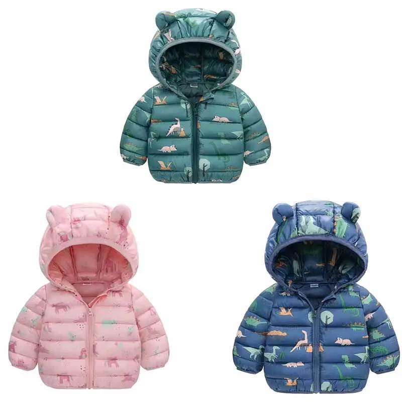 New Kids Down Clothes Coats Baby Warm Hooded Down Jackets Girls Boys Cartoon Outerwear Children Fashion Overcoat Cute Top 1-5Y