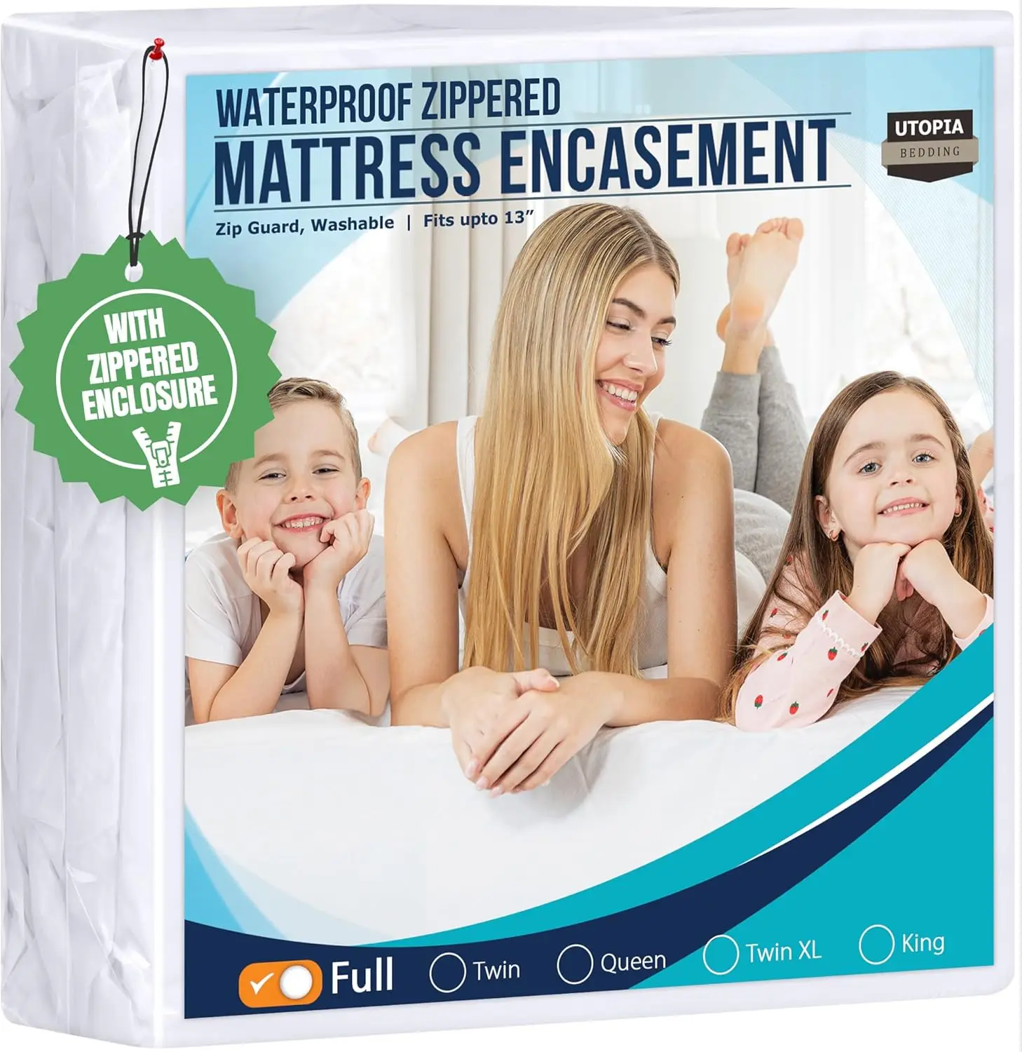 

Bedding Full Size Mattress Protector Zippered, 100% Waterproof Bed Bug and Dust Mite Proof Mattress Encasement, Absorbent 6 Sided Mattress Cover