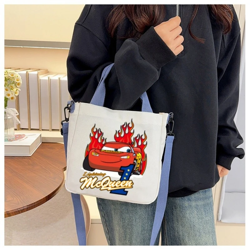 

Cars Lightning McQueen Anime Character Print Crossbody Bag Boys Girls Cartoon Canvas Shoulder Bag Travel Commute Storage Handbag