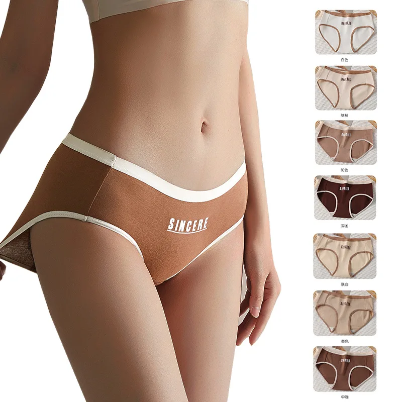 7 pçs/lote algodão calcinha feminina roupa interior bonito carta meninas briefs macio calcinha respirável semana calças sexy cintura baixa lingerie feminina