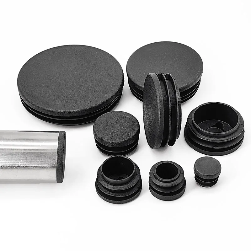 1/4/10/50pcs Black Round Plugs Pipe Tube Cap Plastic Tubing End Cap Glide Insert Blanking End Plug 12/14/16/19/20/22/25/28-76mm