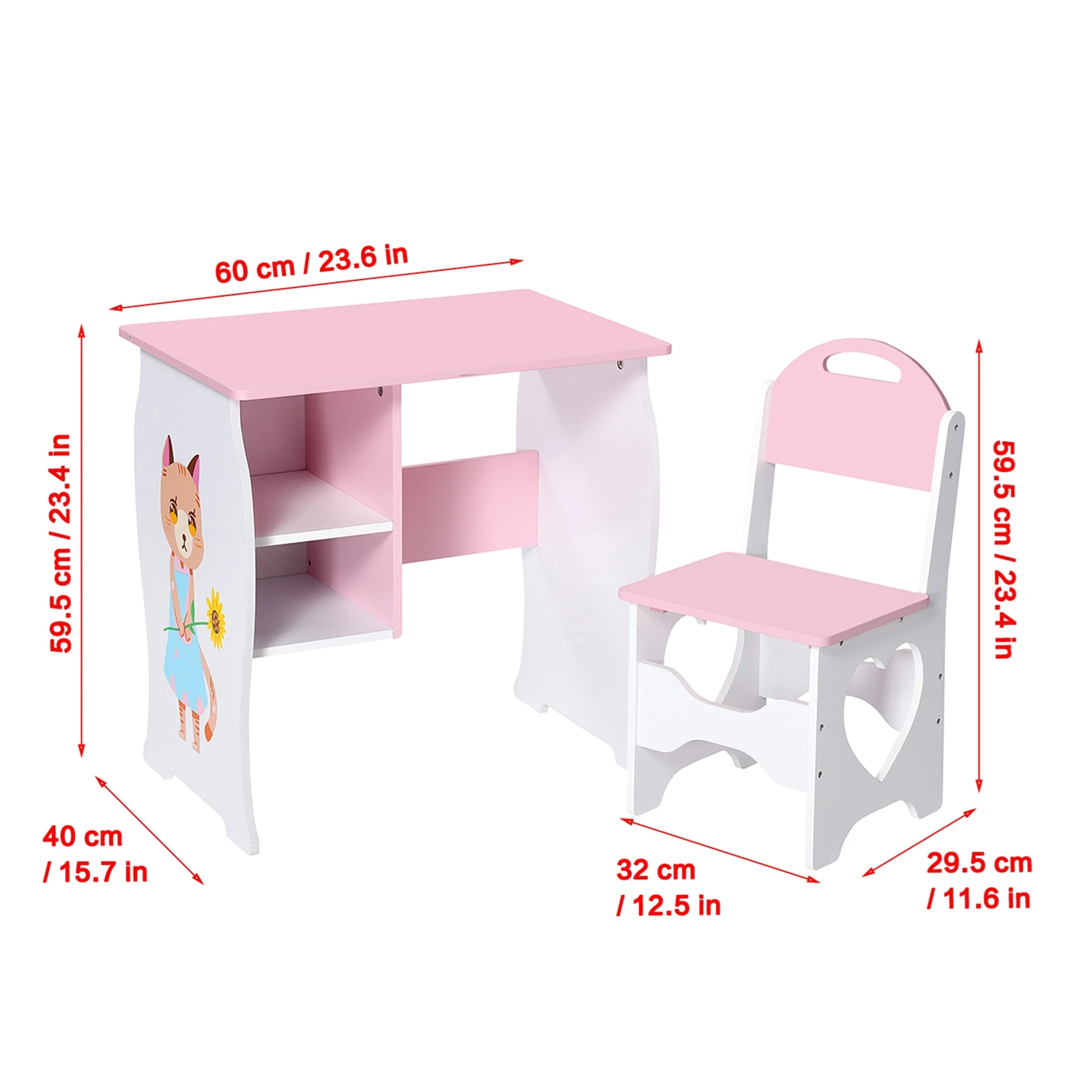 Kids Desk and Chair Set Children Study Desk with Storage Shelf Wooden Study Table and Chair for Home School Use Kids Study Desk view 4