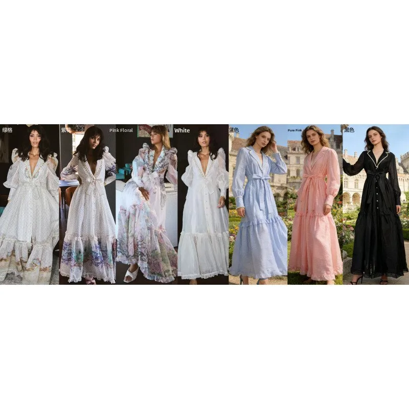 Street Sle Long Dr mit großem Saum, Gürtel an der Taille, Laterne Sve Damen Dr Australian, einzigartiges Frühlings-Sommer-Untermodell